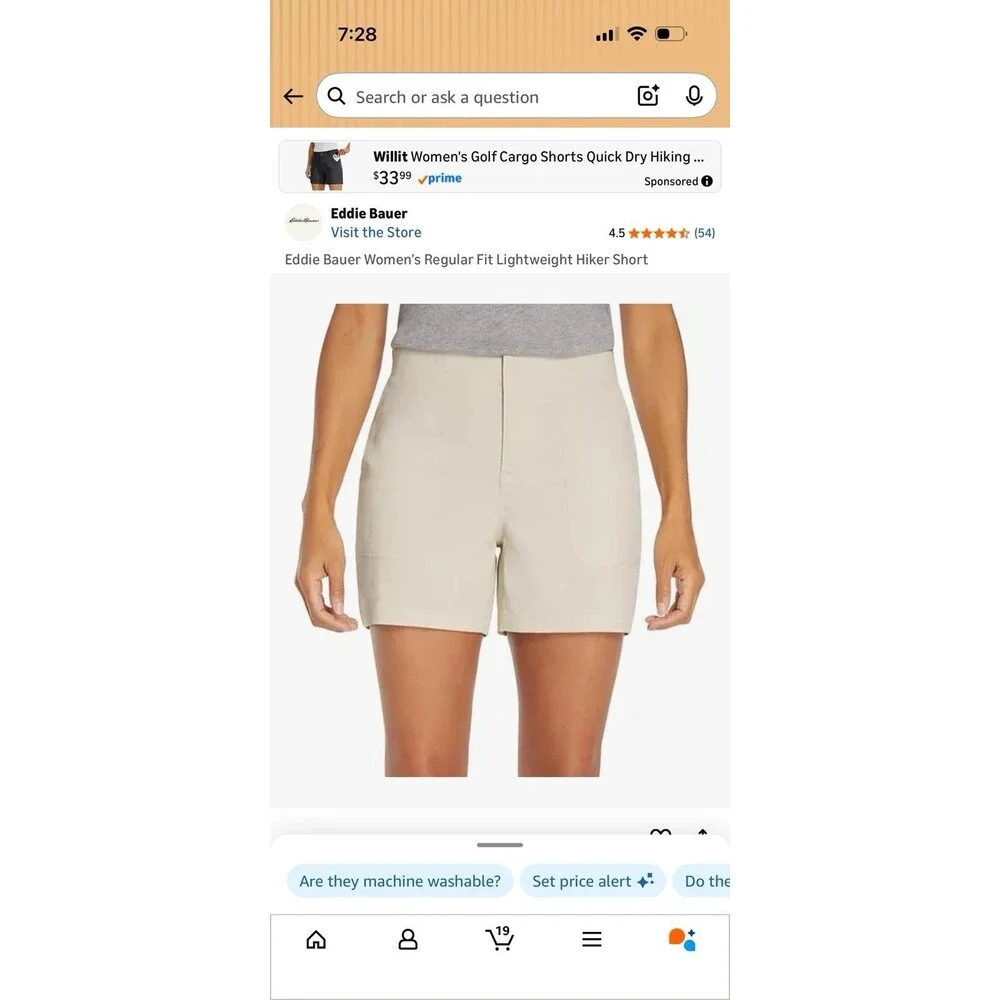 NWT Women's Eddie Bauer Cream Lightweight Hiker Shorts Size 16 MSRP $65.00